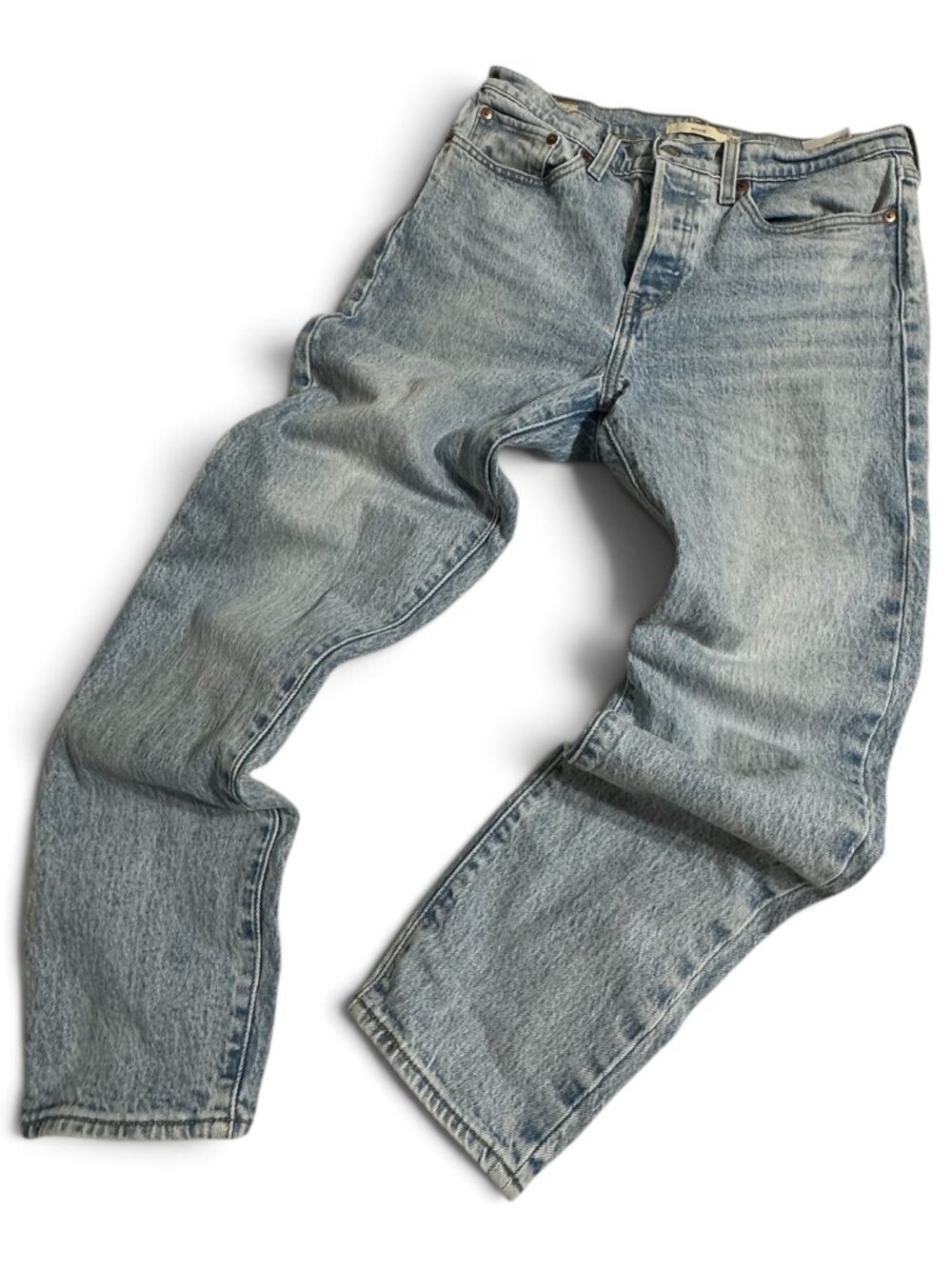 Levi's Jeans Premium Big E Wedgie 28 Light Blue Wash Women's Straight Button Fly
